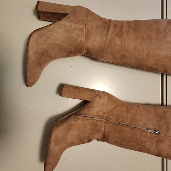 Marc Fisher Over-the-Knee Tan Suede Heeled Boots - Picture 6 of 6